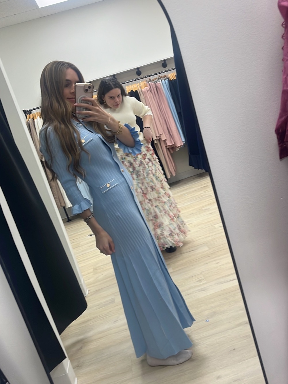 Light Blue Long Sleeve Maxi Dress NEVER WORN